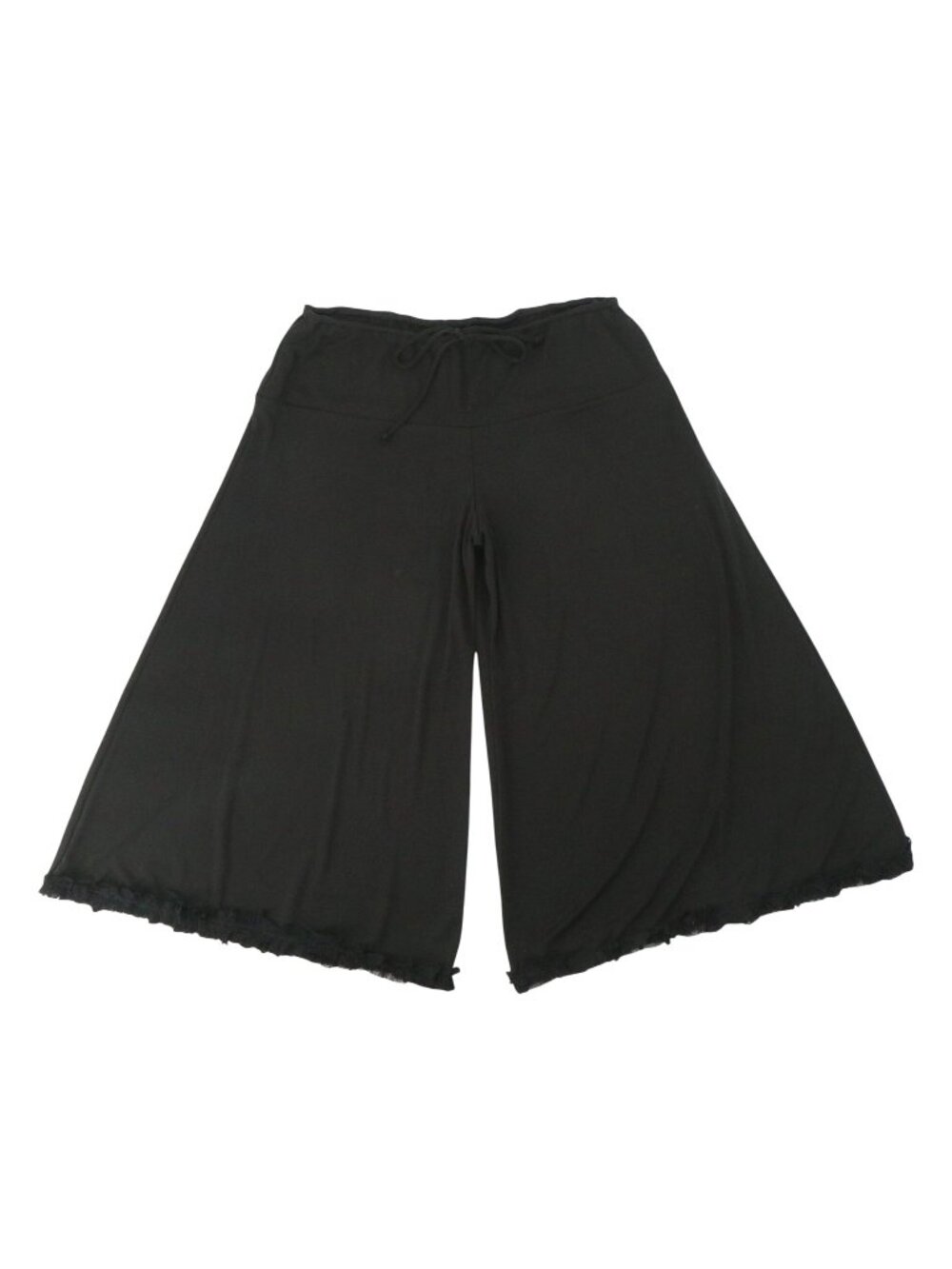 LOOK Brand Black Ruffled Lace Trim Wide Leg Crop Pants Culottes M